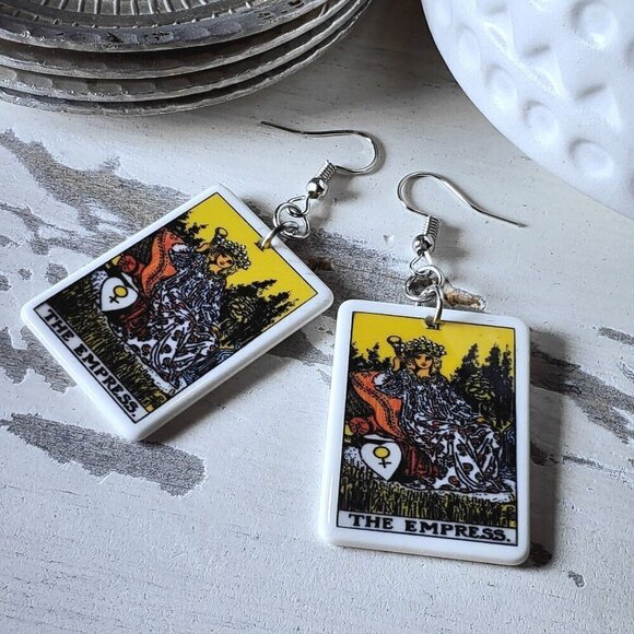 Tarot Card Design Earrings The Empress Oracle Archetype Conversation Starter - Picture 5 of 6